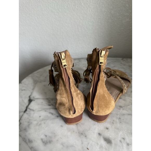 Coach Via Demi Wedge Sandals Size 7.5 Gladiator Tassel Ties Suede - Picture 4 of 8